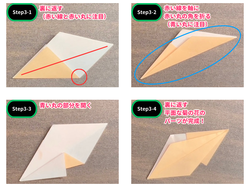 折り紙の菊の折り方（ステップ3）