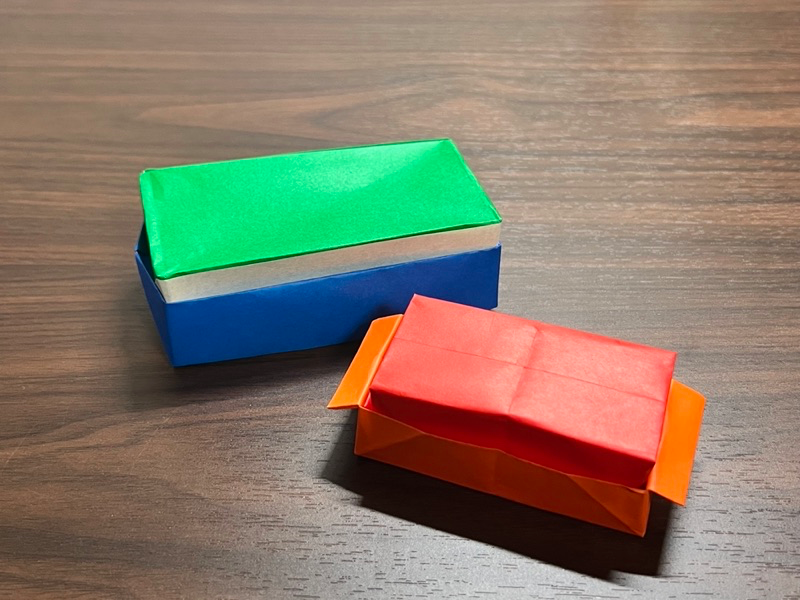 折り紙の長方形のふた付き箱