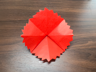 カーネーションの折り紙（1枚で作る）
